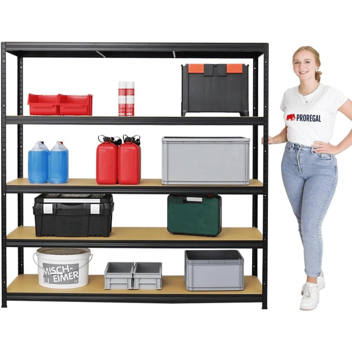 SCHWERLASTREGAL Giant Elephant 180x180x45 cm Fachlast 200 kg Schwarz - Schwarz, Metall (180/180/45cm) - PROREGAL