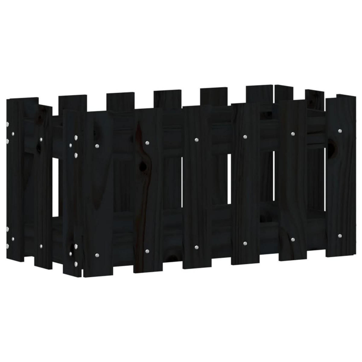 PFLANZKÜBEL Lattenzaun-Design Schwarz 60x30x30 cm Kiefernholz - Schwarz, Holz (60/30/30cm)