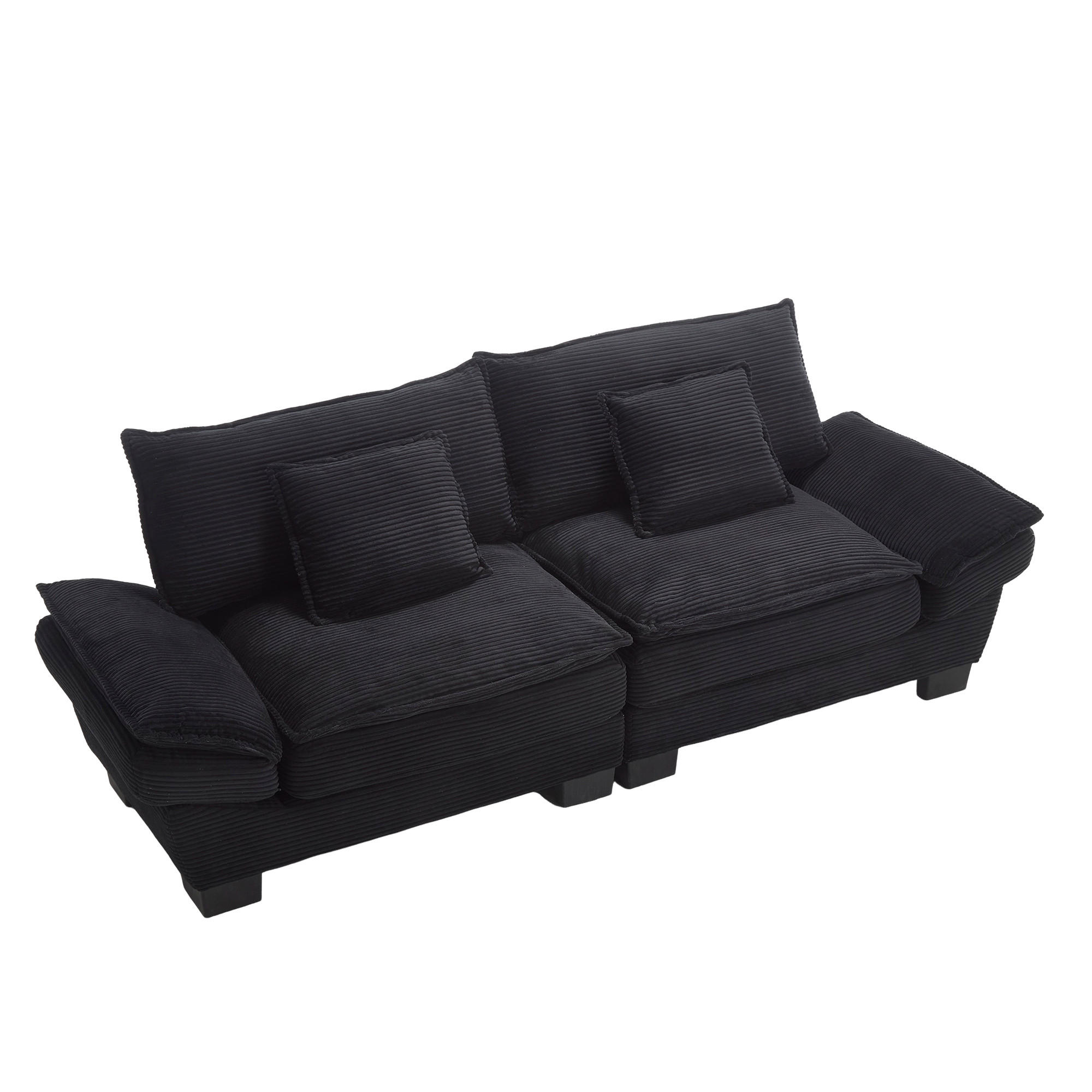 2-SITZER-SOFA DE-33636 mit Federkern Black - Schwarz, Holzwerkstoff (22/81/81cm) - ComfortXL