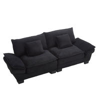 2-SITZER-SOFA DE-33636 mit Federkern Black - Schwarz, Holzwerkstoff (22/81/81cm) - ComfortXL