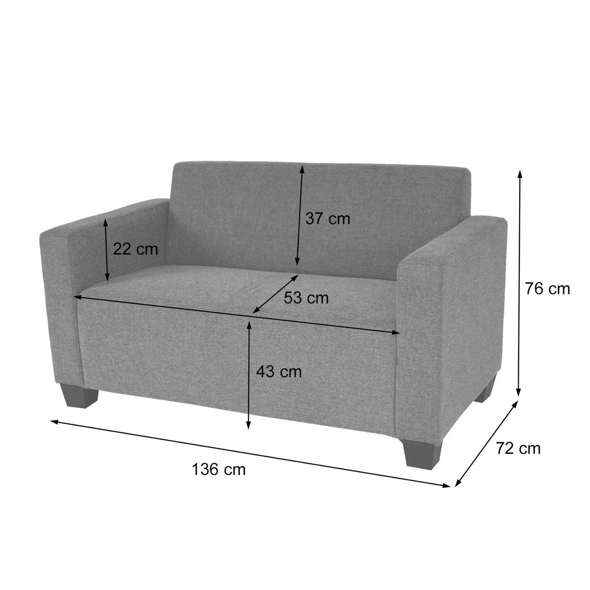 2-SITZER SOFA COUCH LOUNGESOFA Anthrazit - Anthrazit, Textil (136/76/72cm) - MCW