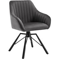 ESSZIMMERSTUHL drehbar, Samt Sessel, Dunkelgrau - Dunkelgrau/Schwarz, Textil/Metall (57/83.5/53cm) - Woltu