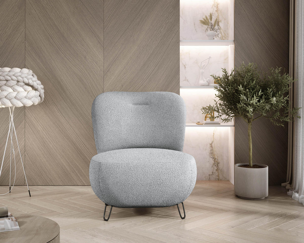 SESSEL LUIS, Skandinavischer Stil – Freistehend, 82×56×82 cm, DUNKELGRAU - Dunkelgrau/Schwarz, Holz/Textil (82/82/66cm) - DomoHome