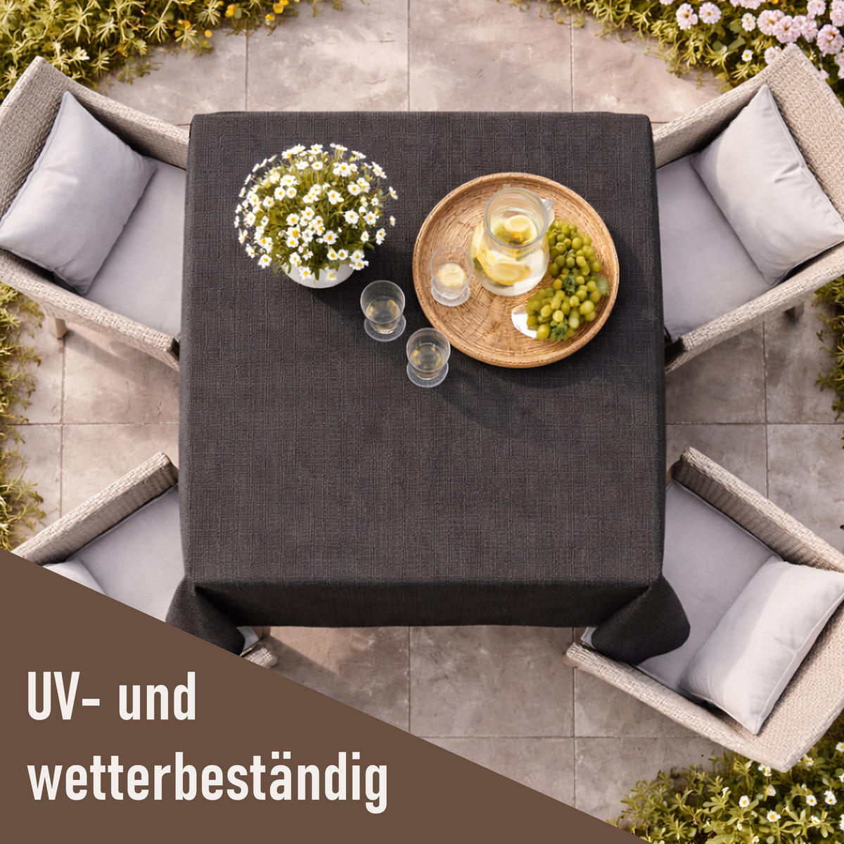 TISCHDECKE Garten Weichschaum 110x140cm - Anthrazit - Anthrazit, Kunststoff (140/110cm) - Bestlivings