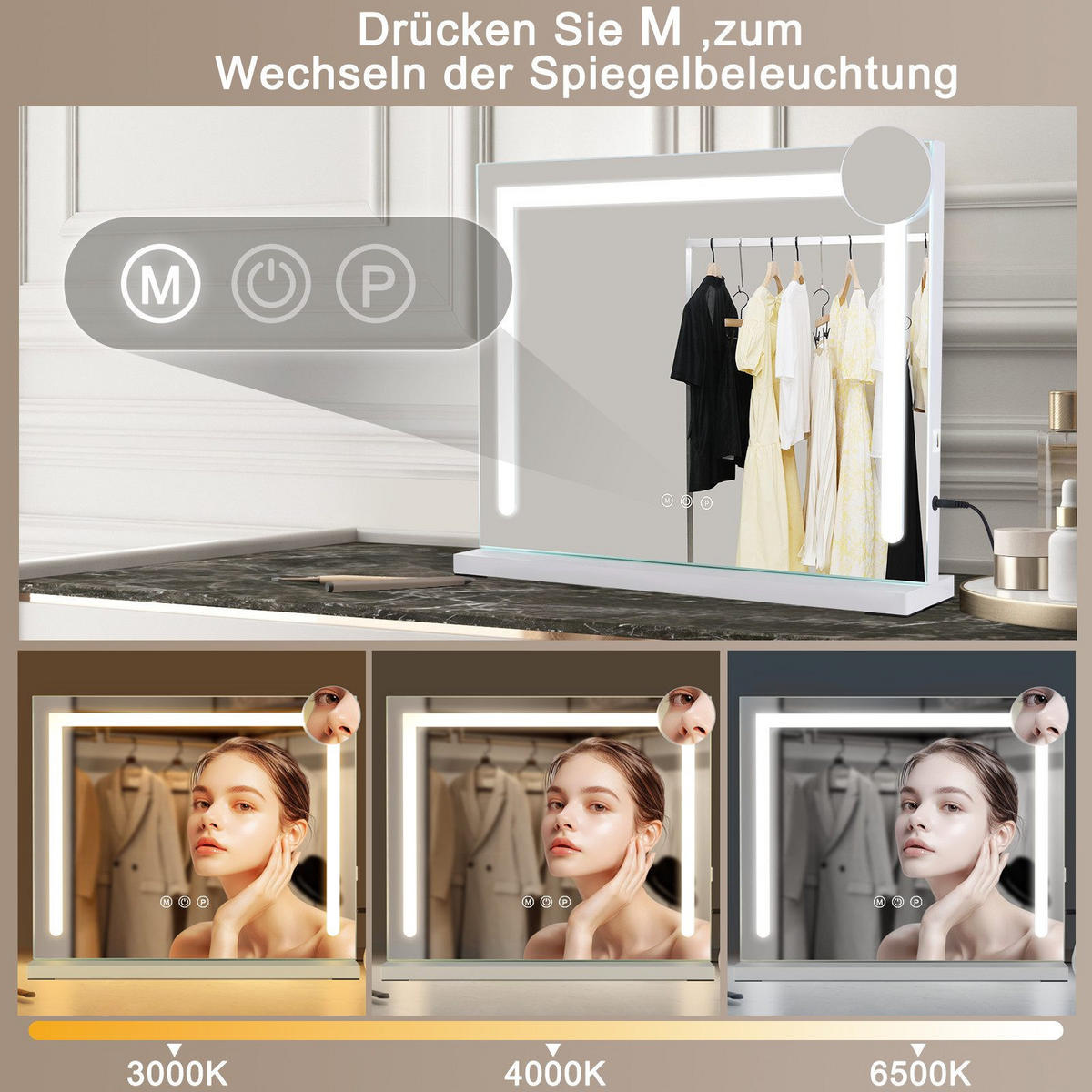 BADEZIMMERSPIEGEL BROT Ⅲ 70/55/12 cm - Weiß, Metall (70/12/55cm) - Nettlife