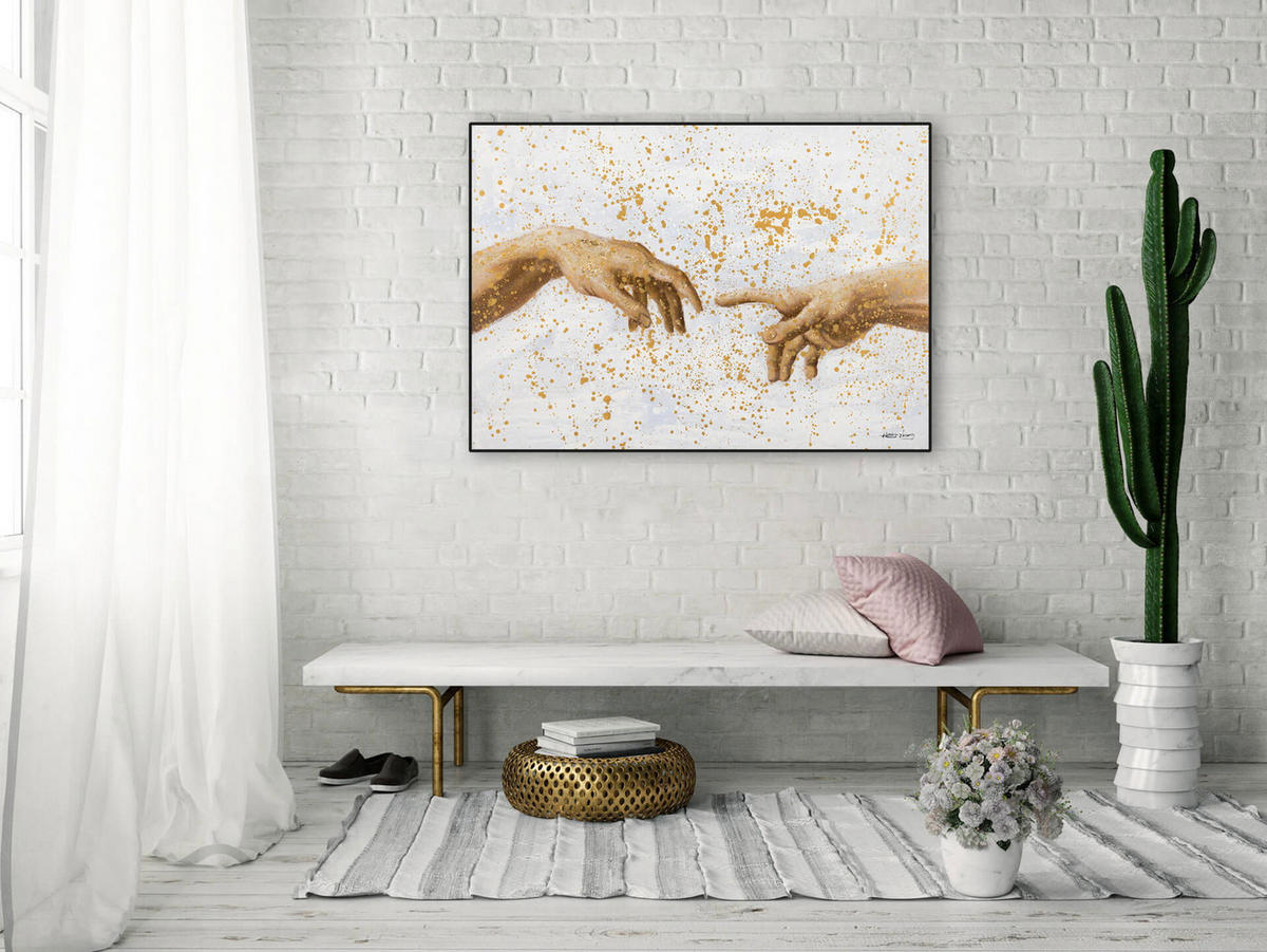 ACRYLBILD HANDGEMALT 100/70 cm - Beige, Holz/Textil (1.84/70cm) - KUNSTLOFT