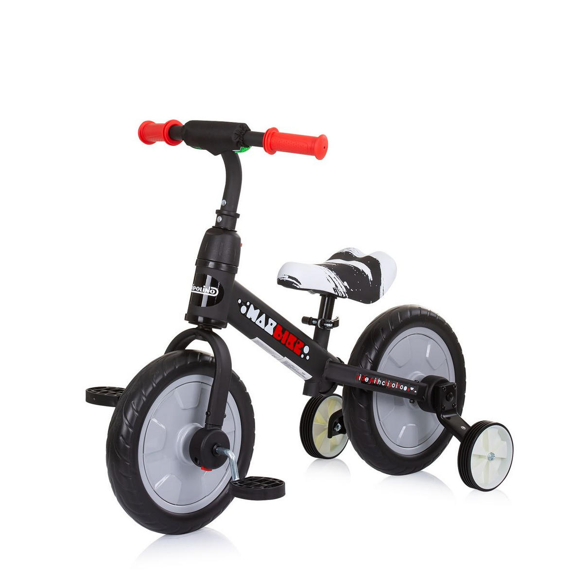 LAUFRAD Max Bike 2 in 1 grau 10 Zoll Räder, Pedale, Stützräder - Grau, Metall (70/38/60cm) - Chipolino