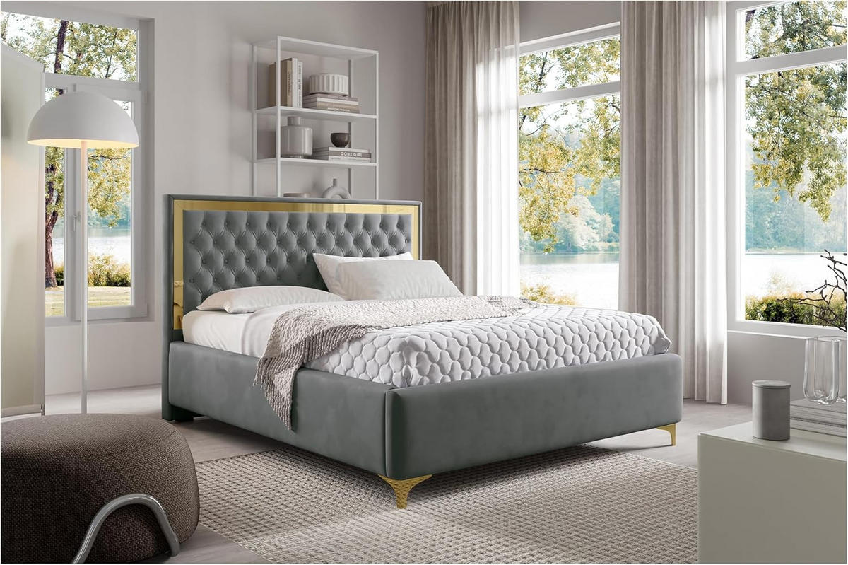 POLSTERBETT ARONA - Dunkelgrau, Textil (120/200cm) - Meblini