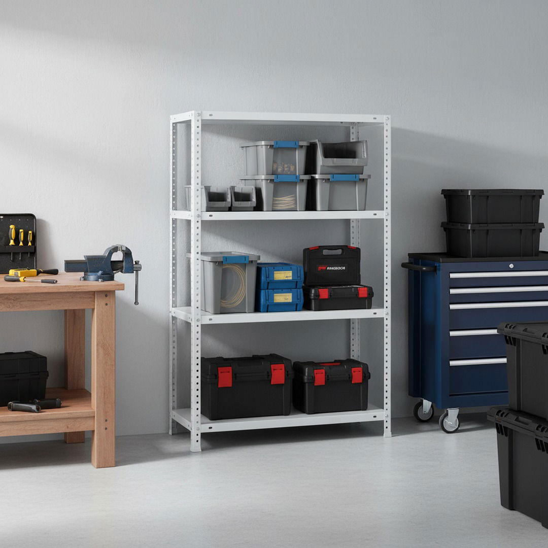 SCHRAUBREGAL PANDA MID | HxBxT 150x80x30cm | 4 Fachböden | Fachlast 75kg | Weiß - Weiß, Metall (80/150/30cm) - PROREGAL