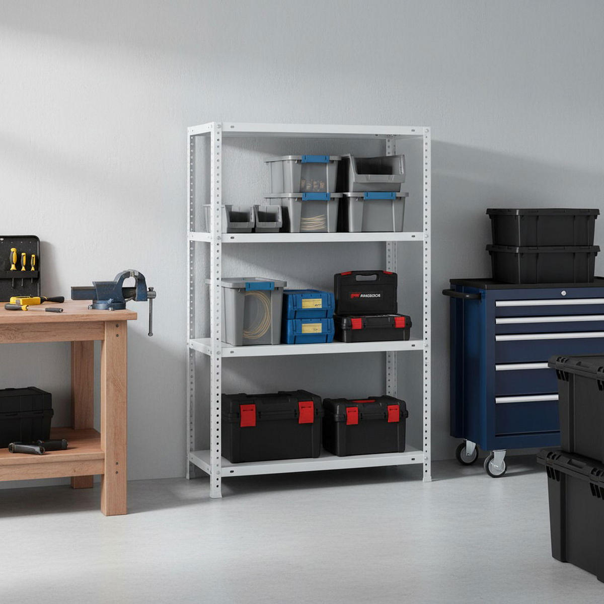 SCHRAUBREGAL PANDA MID | HxBxT 150x80x30cm | 4 Fachböden | Fachlast 75kg | Weiß - Weiß, Metall (80/150/30cm) - PROREGAL