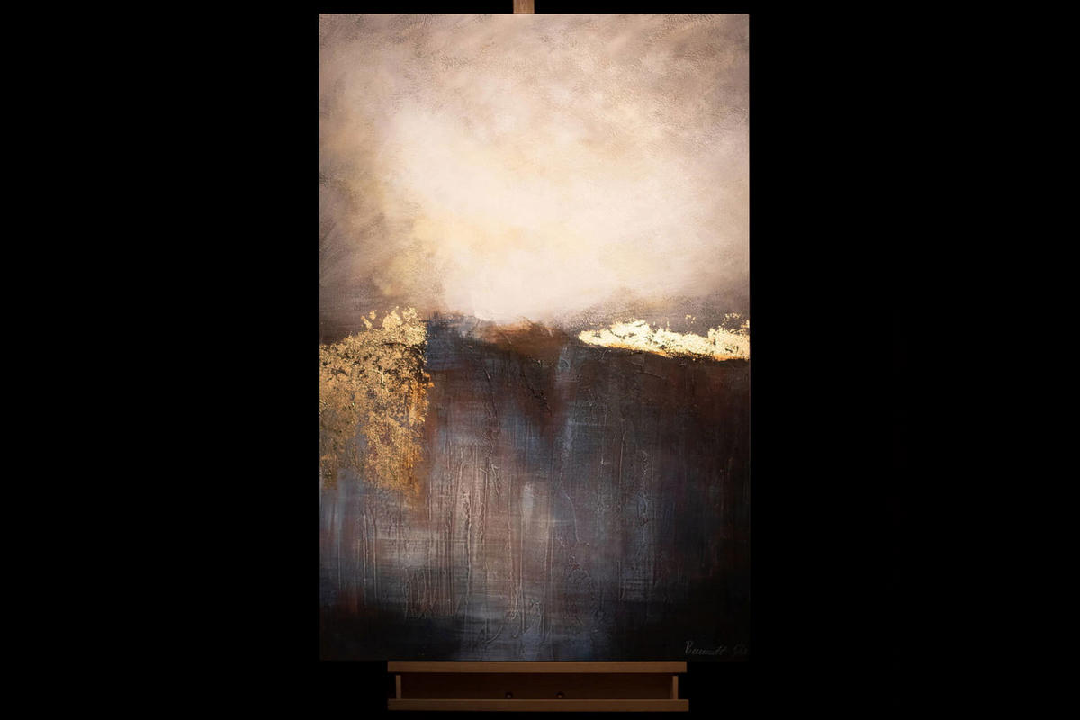 ACRYLBILD HANDGEMALT 80/120 cm - Blau, Holz/Textil (2.3/120cm) - KUNSTLOFT