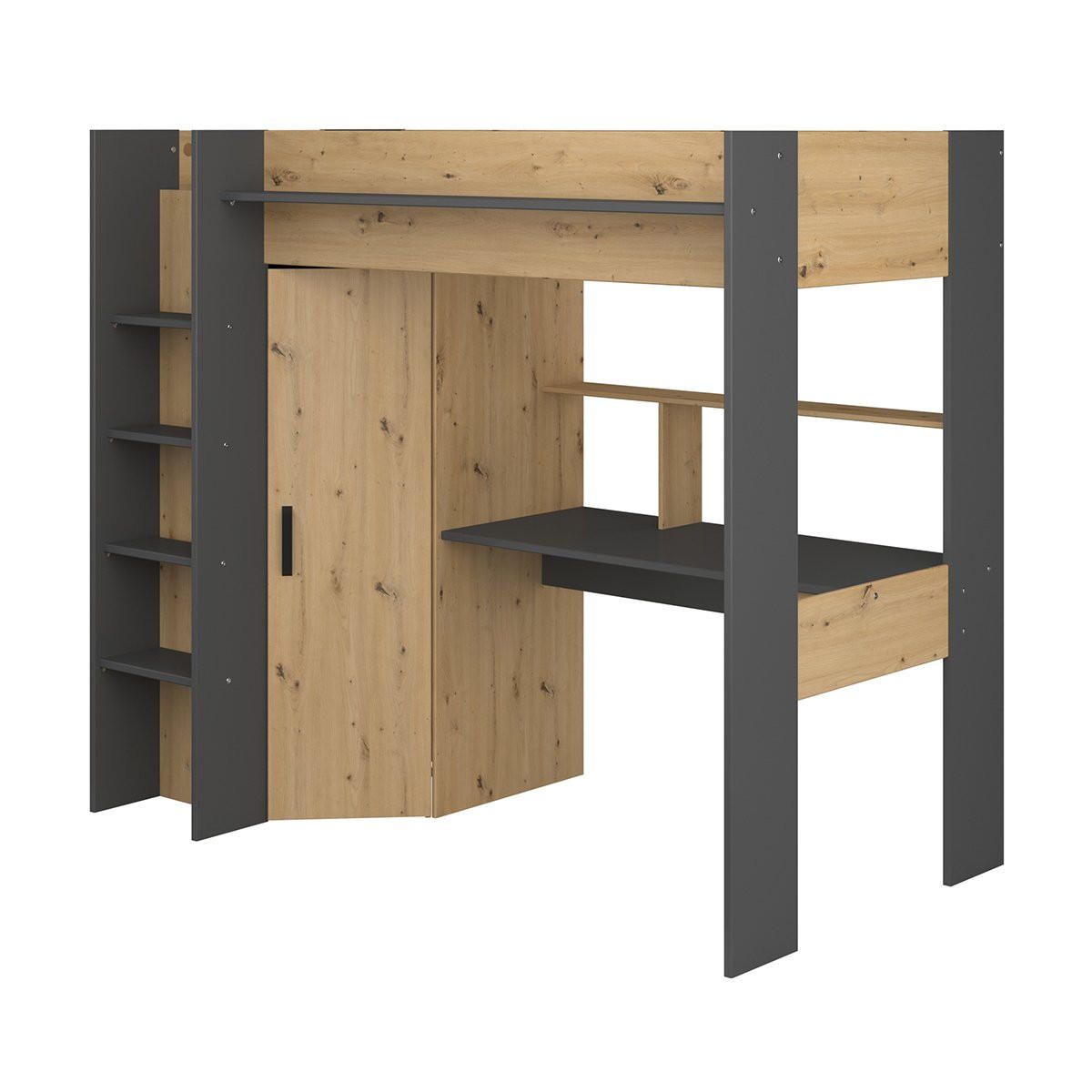 MEZZANINBETT mit Schreibtisch und Stauraum 90x200 cm - Heavy - Apfelbaumfarben, Holz/Holzwerkstoff (90/200cm) - Calicosy