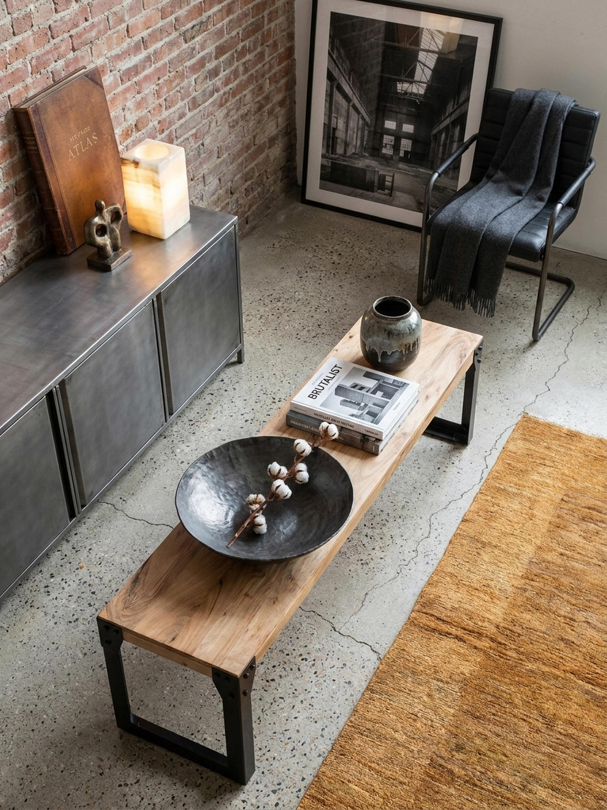 ESSZIMMERBANK Massivholz Metall ohne Lehne, Akazie 120x40x45 cm - Schwarz/Braun, Holz/Metall (120/45/40cm) - KADIMA DESIGN