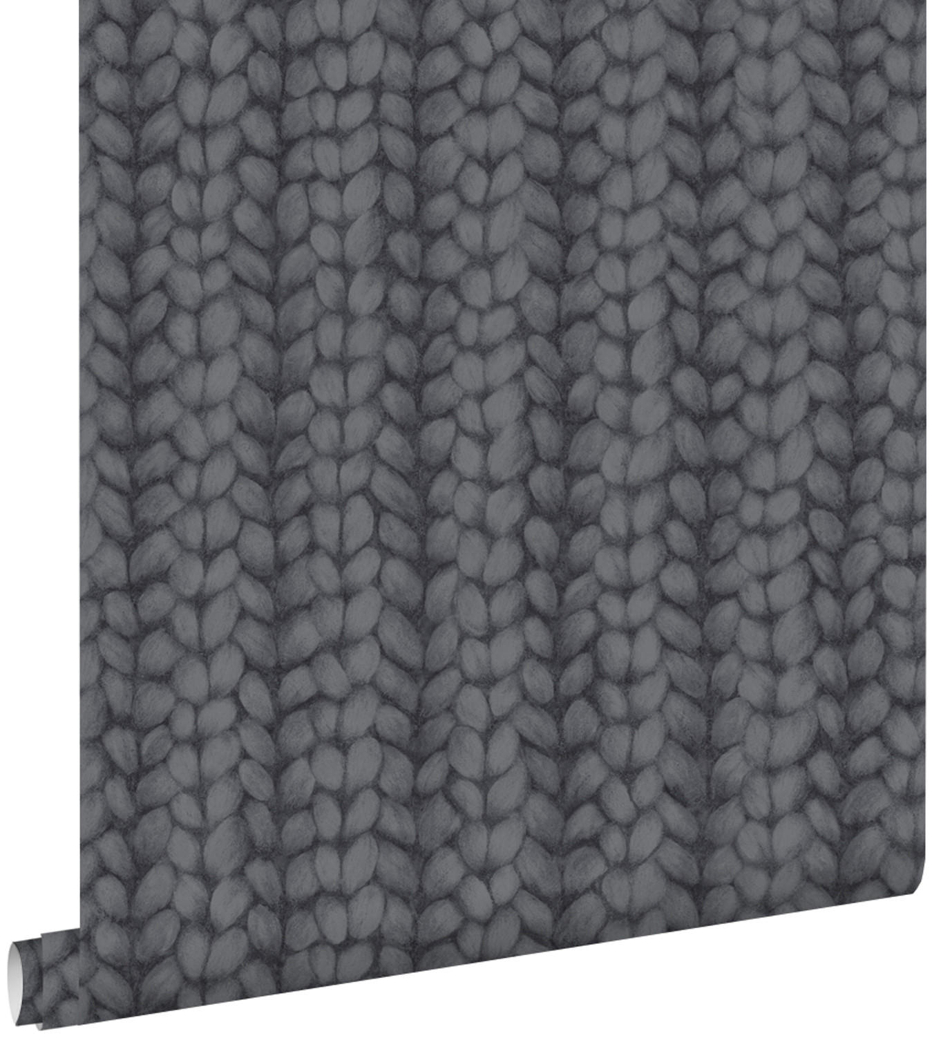 TAPETE grob gestricktes Muster 53 cm x 10.05 m - Schwarz, Papier (53/1000cm) - ESTAhome