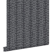 TAPETE grob gestricktes Muster 53 cm x 10.05 m - Schwarz, Papier (53/1000cm) - ESTAhome