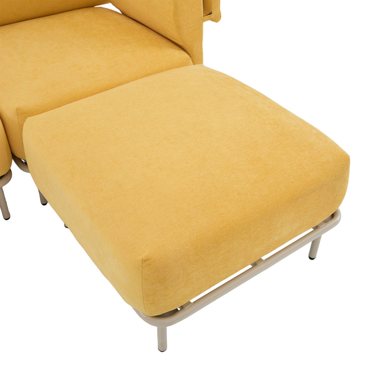 ECKSOFA L-Form 3-Sitzer modular mit Hocker, DE-42607, Mango - Gelb, Metall (251/155cm) - ComfortXL