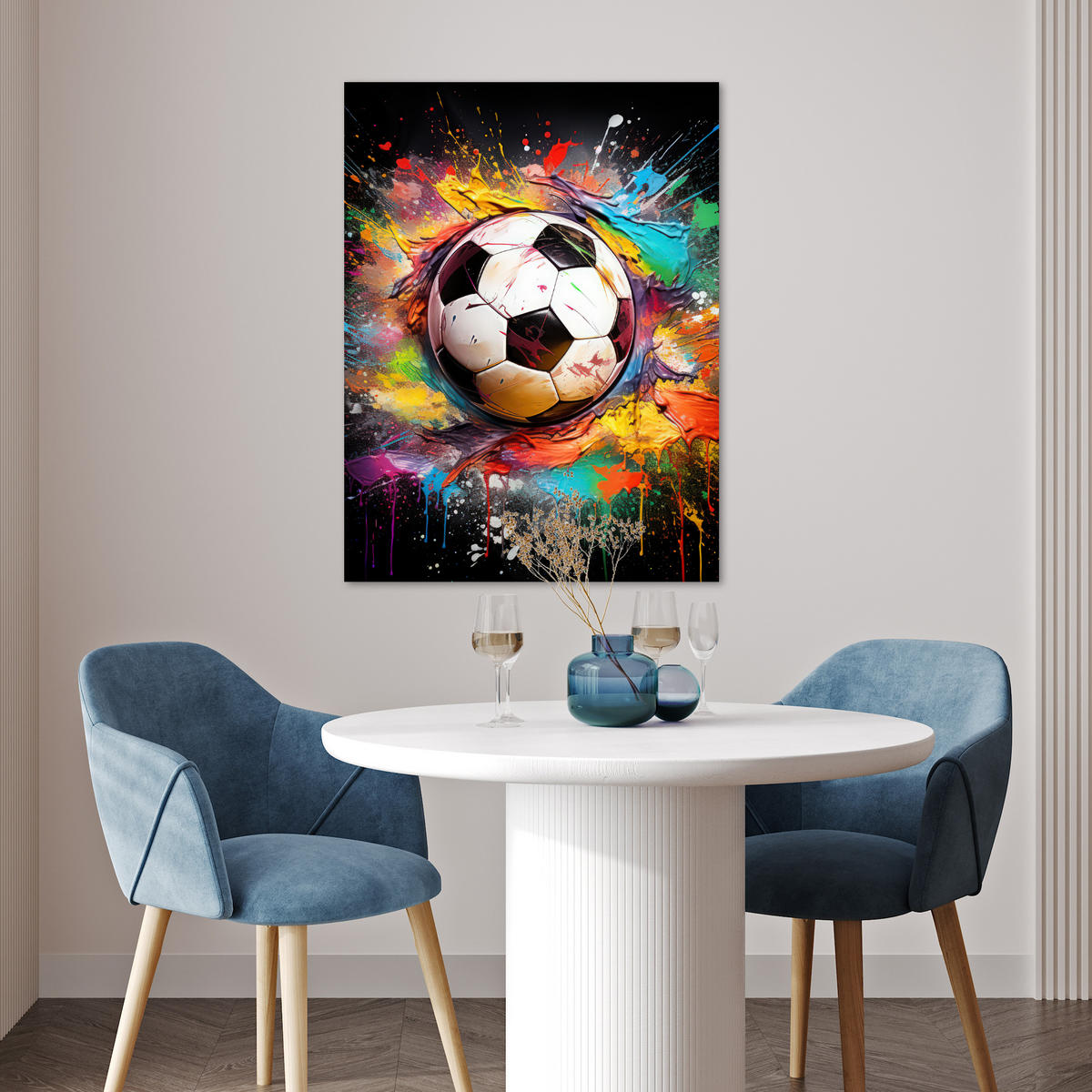 POSTER Fußball - Farbe - Farben - Schwarz - Weiß 60x80 cm - Weiß, Papier (60/80/0.1cm) - MuchoWow