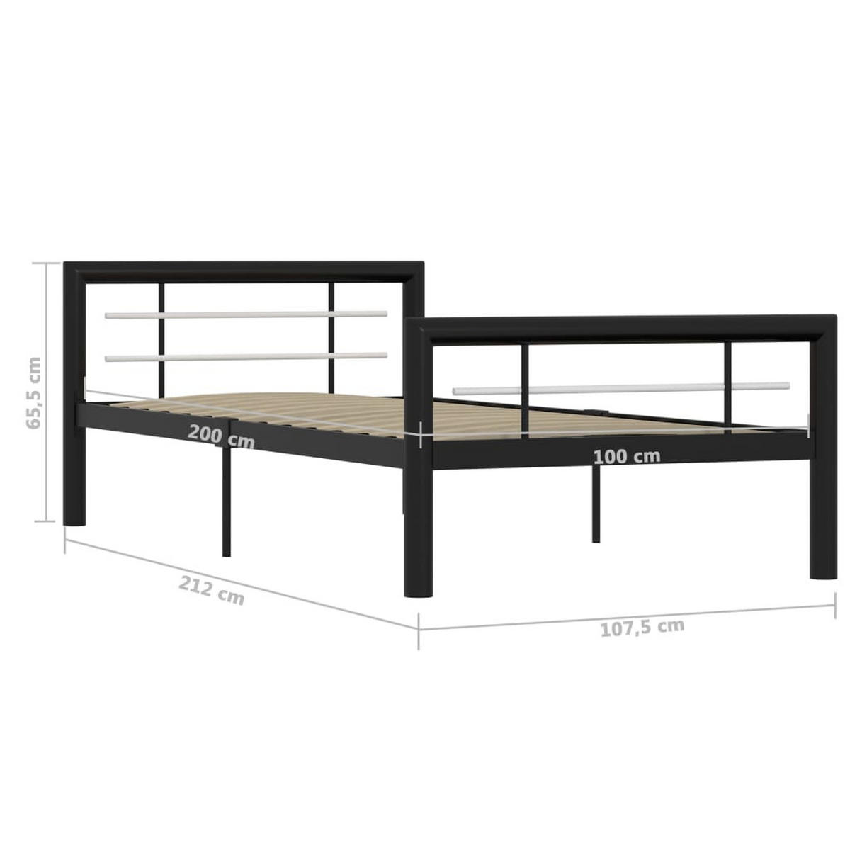METALLBETT Hazel 97.5/212 cm - Schwarz, Metall (90/200cm) - Nettlife