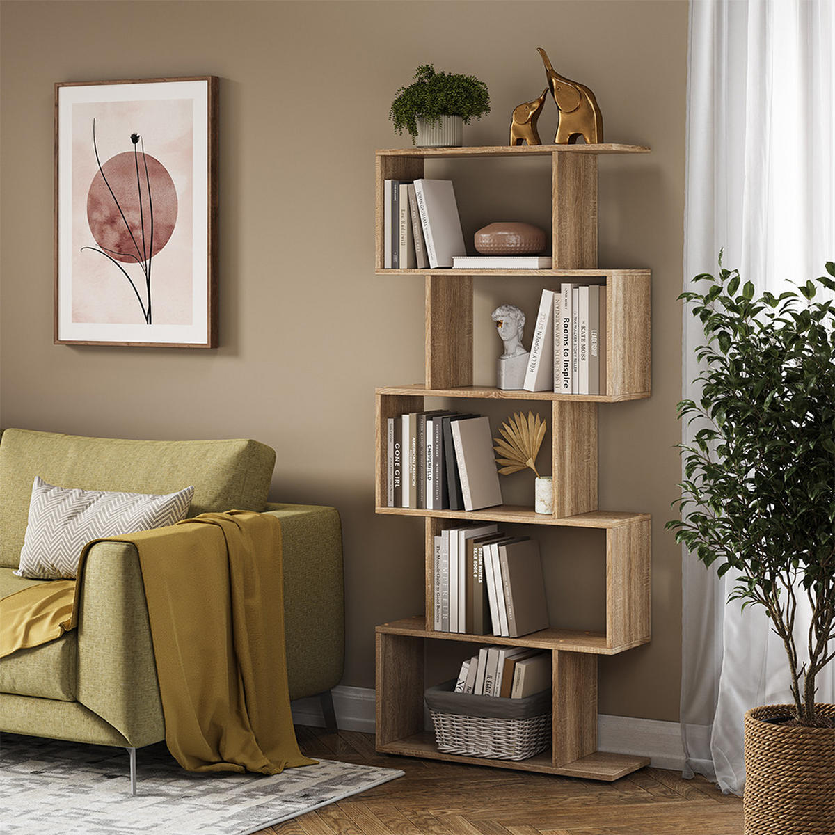 RAUMTEILER Levio Sonoma 70 x 164.1 cm 5 Fächer - Sonoma Eiche, Holzwerkstoff (70/164.1/23.8cm) - Vicco