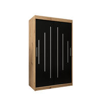 SCHWEBETÜRENSCHRANK 200/120/62 2-türig - Silberfarben/Schwarz, Holz/Kunststoff (120/200/62cm) - Abiks Möbel