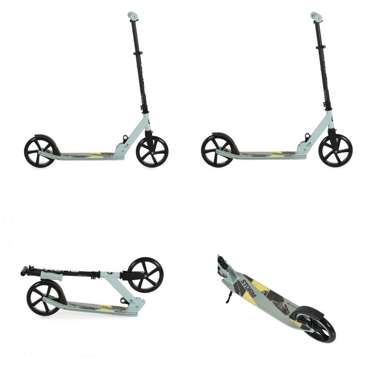 KINDERROLLER Storm grau PU-Räder 200 mm, ABEC-5, Aluminiumrahmen, Hinterradbremse, klappbar - Grau, Metall (75/20/70cm)