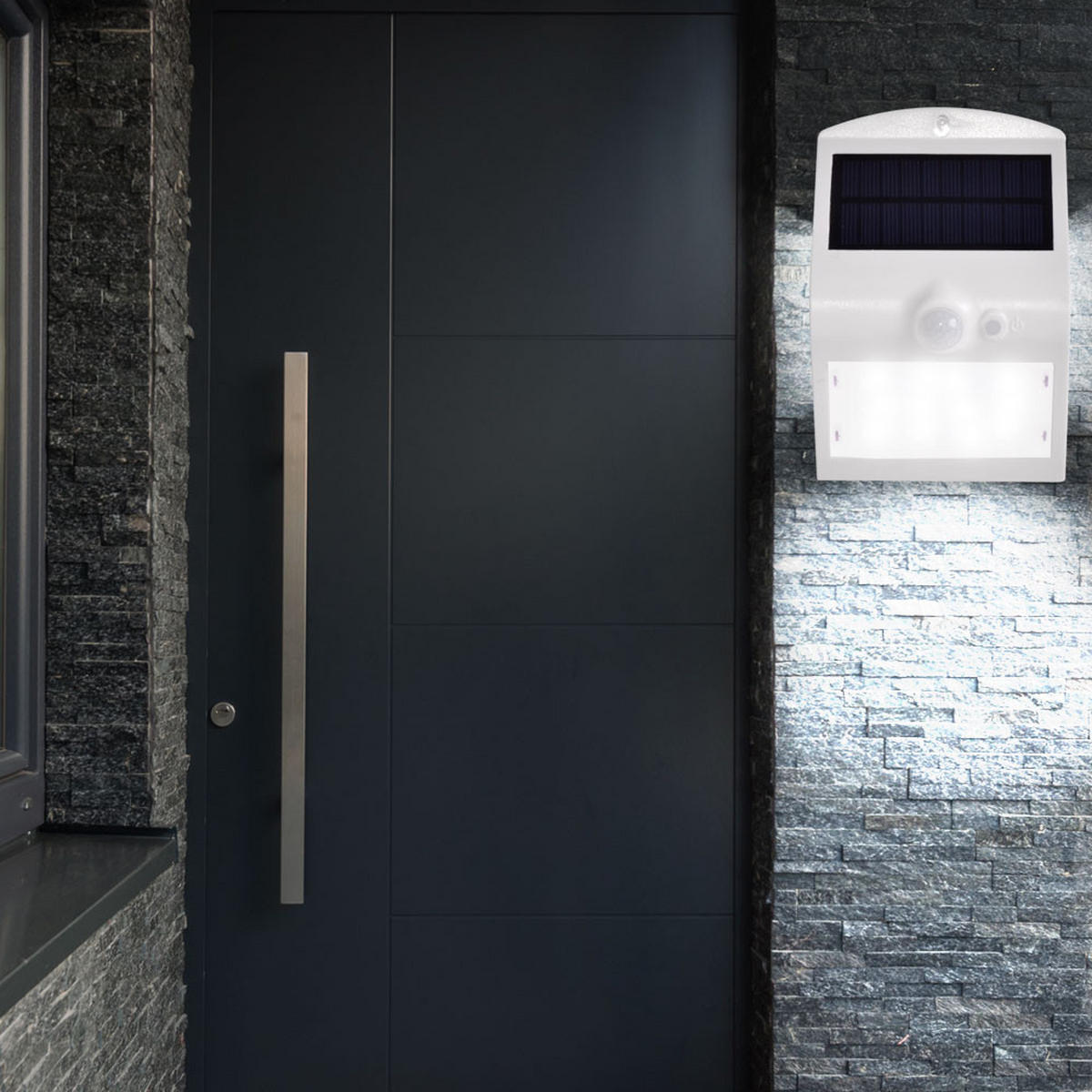 LED WANDLEUCHTE Weiß mit Bewegungsmelder - Weiß, Kunststoff (14.5/9.6/7.9cm)