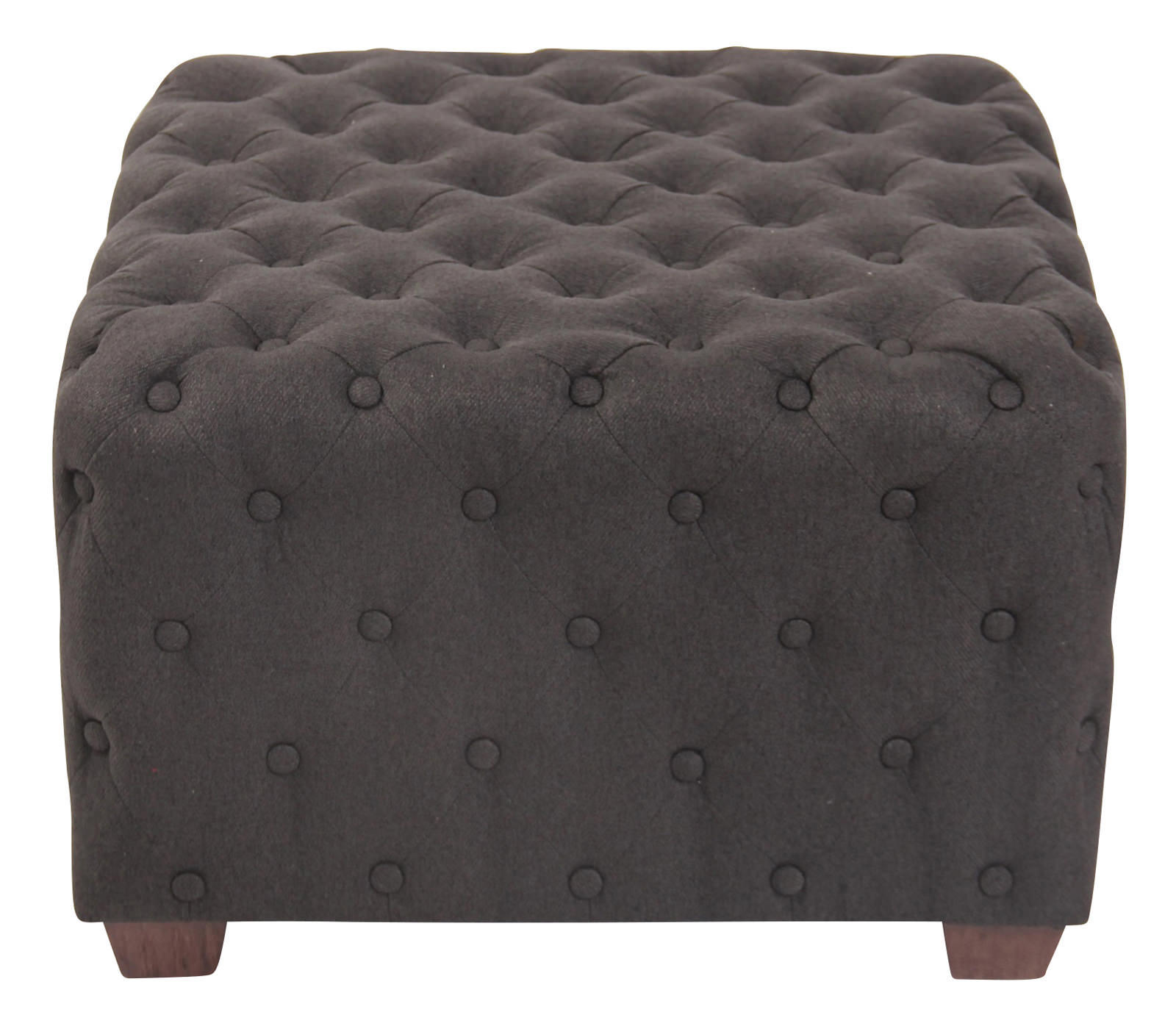 SITZWÜRFEL eckig 65/65/44 cm Stoff dunkelgrau - Eukalyptusholzfarben/Dunkelgrau, Holz/Textil (65/44/65cm) - CLP