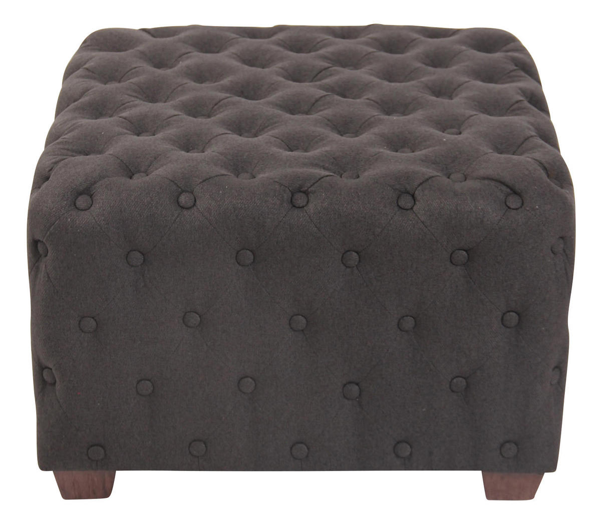 SITZWÜRFEL eckig 65/65/44 cm Stoff dunkelgrau - Eukalyptusholzfarben/Dunkelgrau, Holz/Textil (65/44/65cm) - CLP