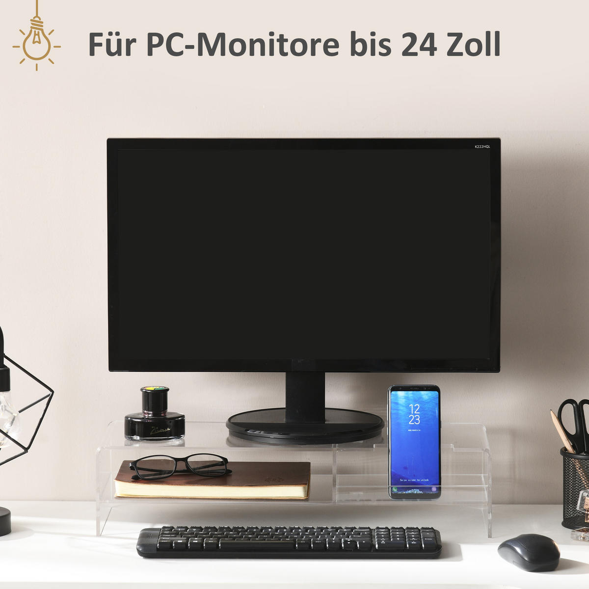 MONITORSTÄNDER - Transparent, Kunststoff (50.8/19/12cm) - HOMCOM