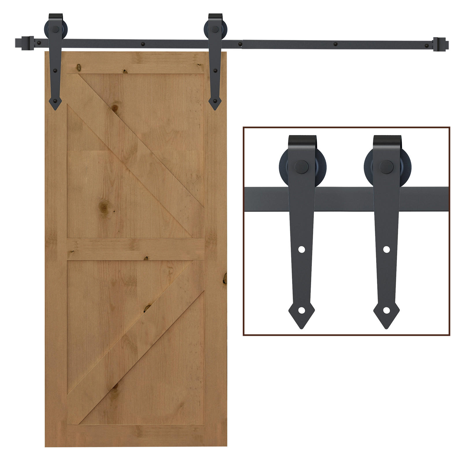 SCHIEBETÜREN-BESCHLAGSATZ, 2 m, Komplett-Set mit Schienen, Rollen, Braun - Braun, Metall (4/0.6/100cm) - HOMCOM
