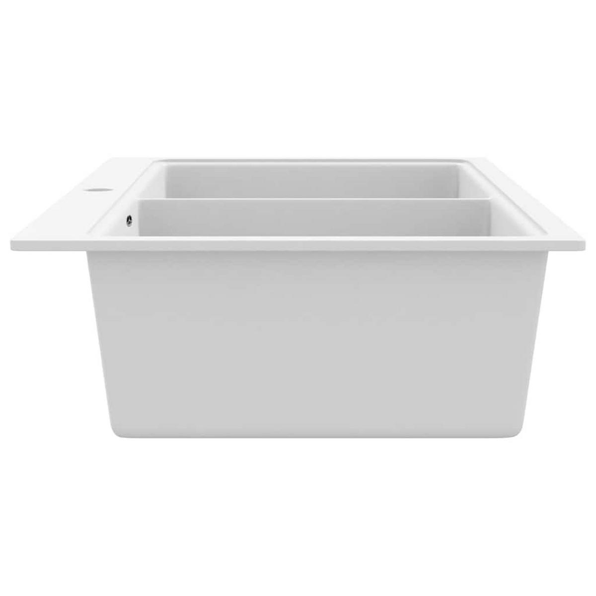 SPÜLE Granit Doppelbecken Weiss - Weiß, Stein (51/51/86cm) - vidaXL