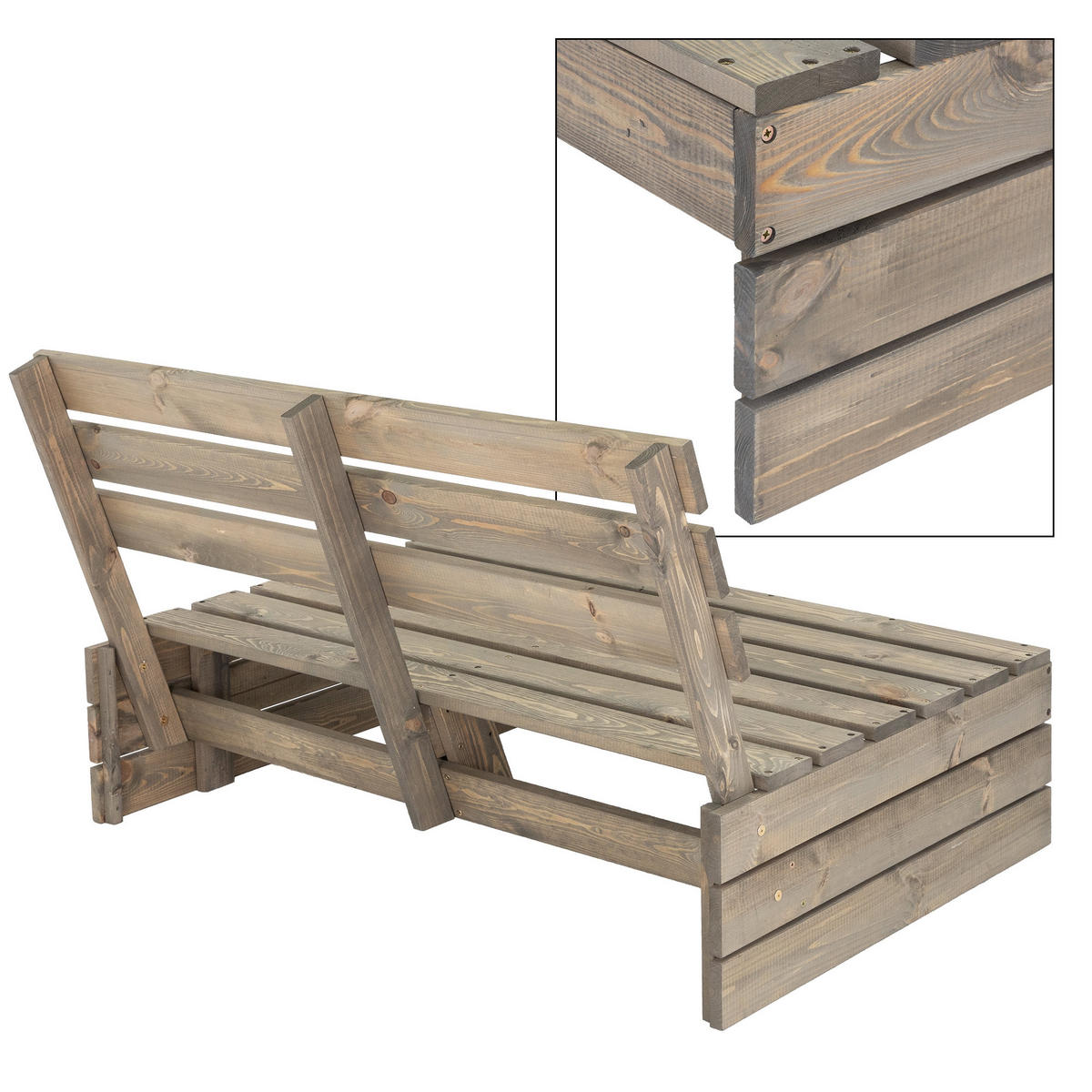 HOLZ BANK - Grau, Holz (80/76.5/120cm) - ECD-Germany