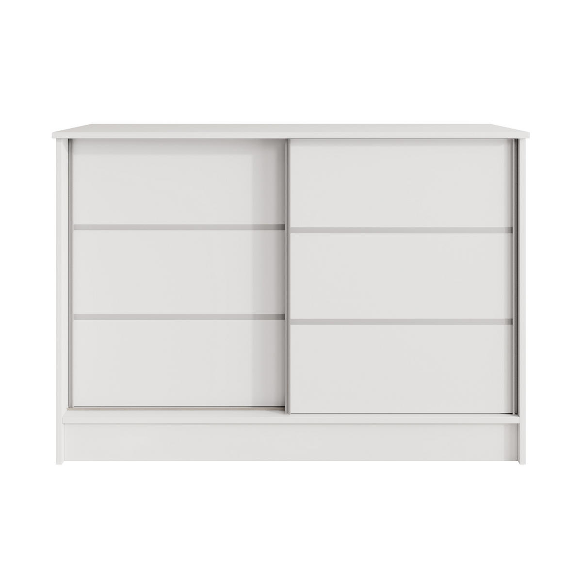 KOMMODE Mirela mit 2 Schiebetüren 120 cm, Weiß - Weiß, Holzwerkstoff (121/85/43.5cm) - Beautysofa