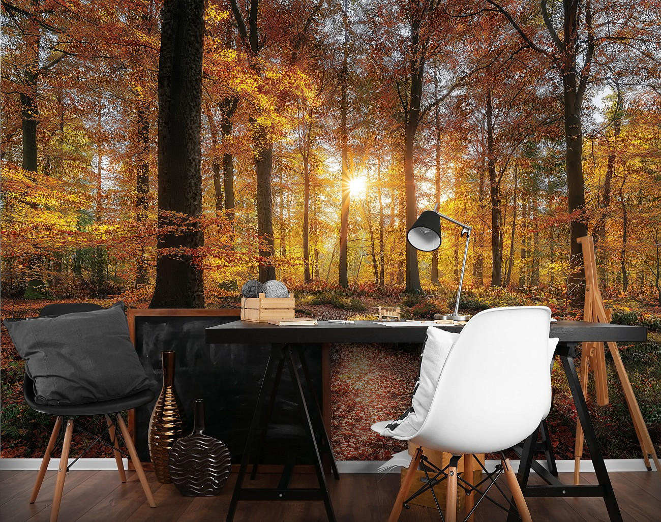 FOTOTAPETE Wald Bäume Braun 200x140 cm - Multicolor, Papier (200/140cm) - Wallarena