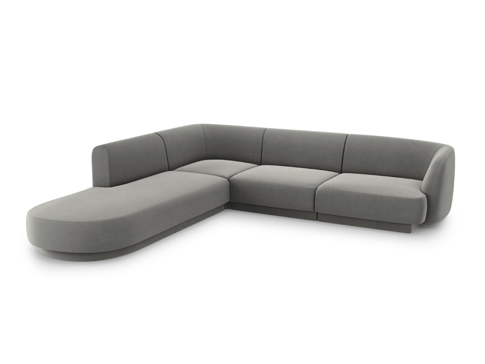 ECKSOFA links Miley aus Samt hellgrau 6 Sitzplätze - Hellgrau, Textil (248/255cm) - Micadoni