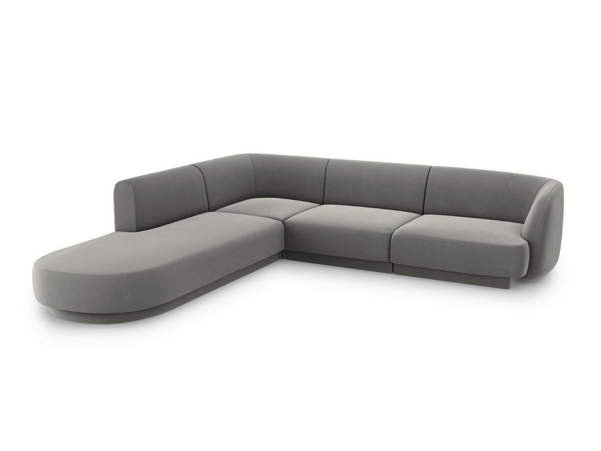 ECKSOFA links Miley aus Samt hellgrau 6 Sitzplätze - Hellgrau, Textil (248/255cm) - Micadoni