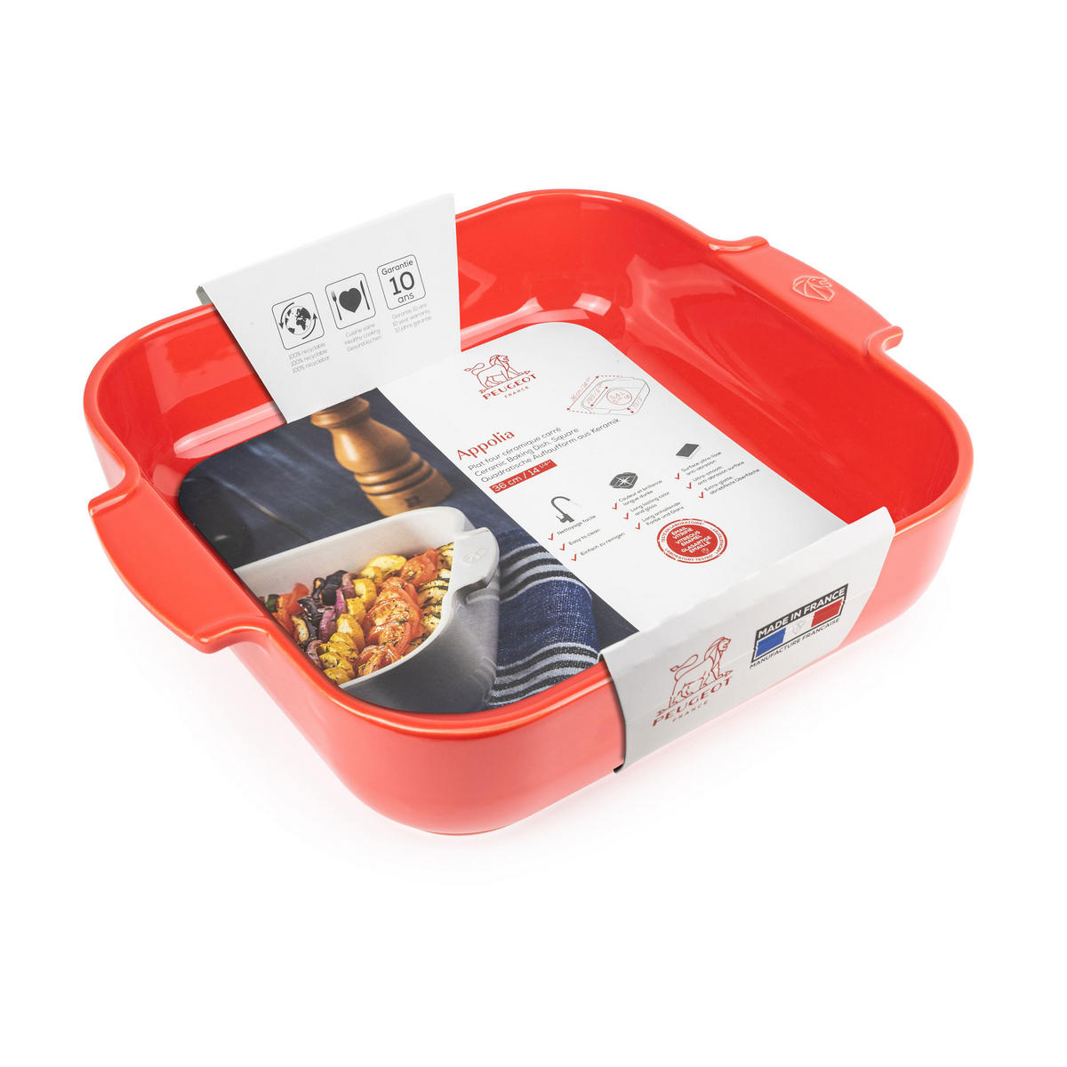 AUFLAUFFORM Keramik Appolia 36cm Quadratisch Rot Spülmaschinenfest - Rot, Keramik (31/36/8.2cm) - PEUGEOT