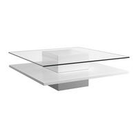 COUCHTISCH - Glas & MDF - Weiß - ISANIA - Transparent, Glas (100/100/38cm) - Vente-Unique
