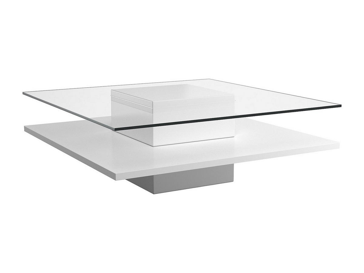 COUCHTISCH - Glas & MDF - Weiß - ISANIA - Transparent, Glas (100/100/38cm) - Vente-Unique