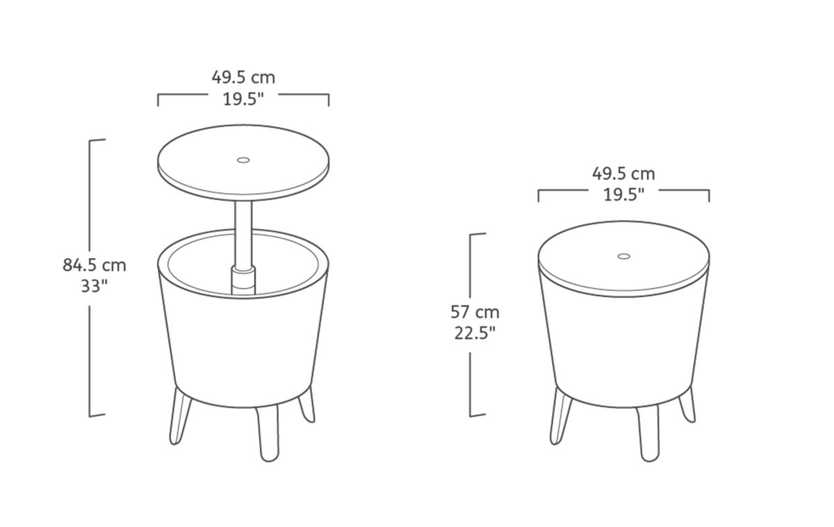 BEISTELLTISCH Cool Bar - Weiß/Grün, Kunststoff (49.5/49.5/57cm) - Keter