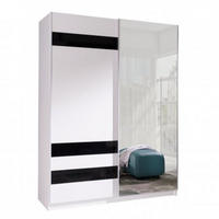 SCHIEBETÜRENSCHRANK - Kleiderschrank Ada VII Weiß + Schwarz + Spiegel - Schwarz/Weiß, Holzwerkstoff (150/206/62cm) - Möblo
