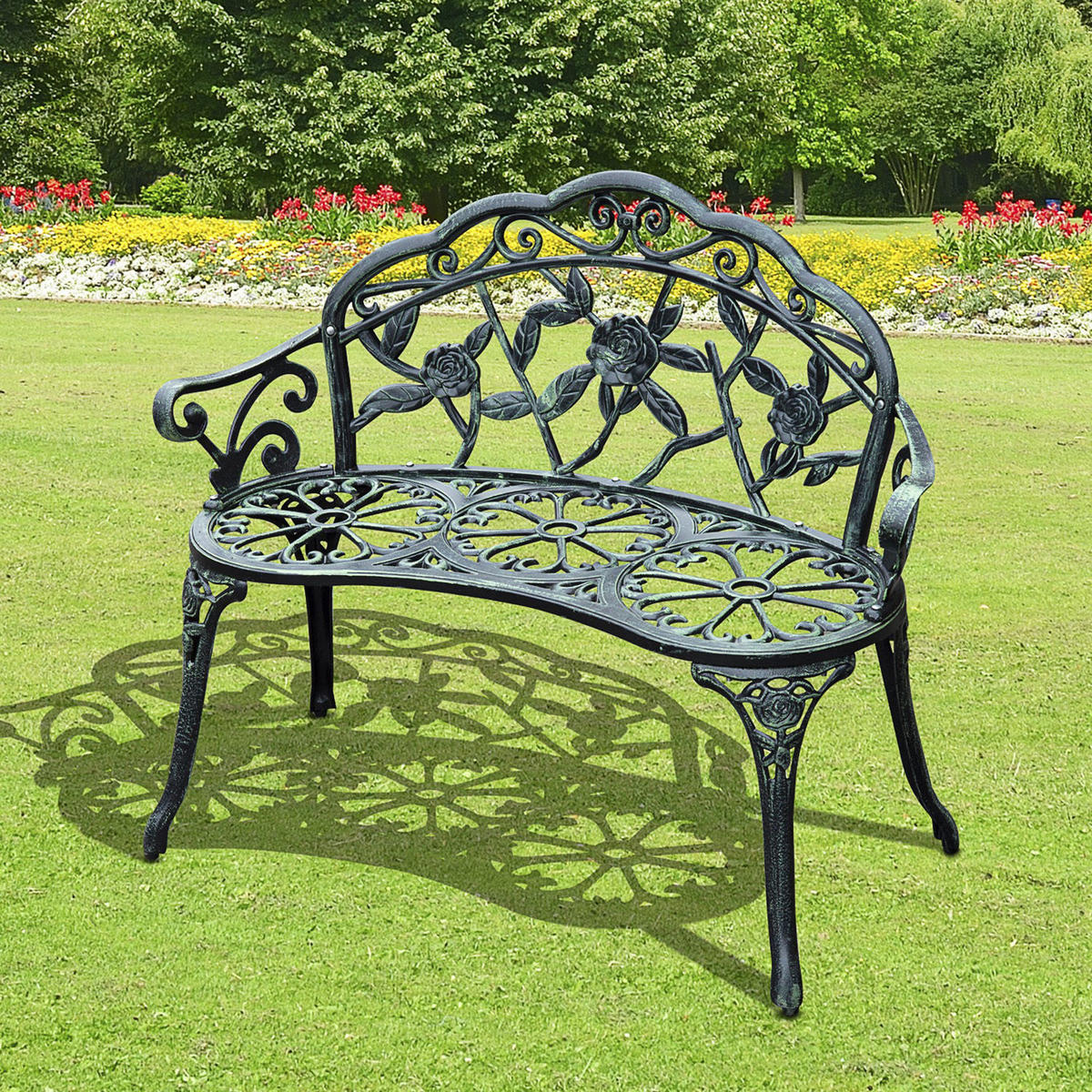 GARTENBANK 100x54x78 cm Metall - Grün, Metall (100/78/54cm) - LEBENLANG