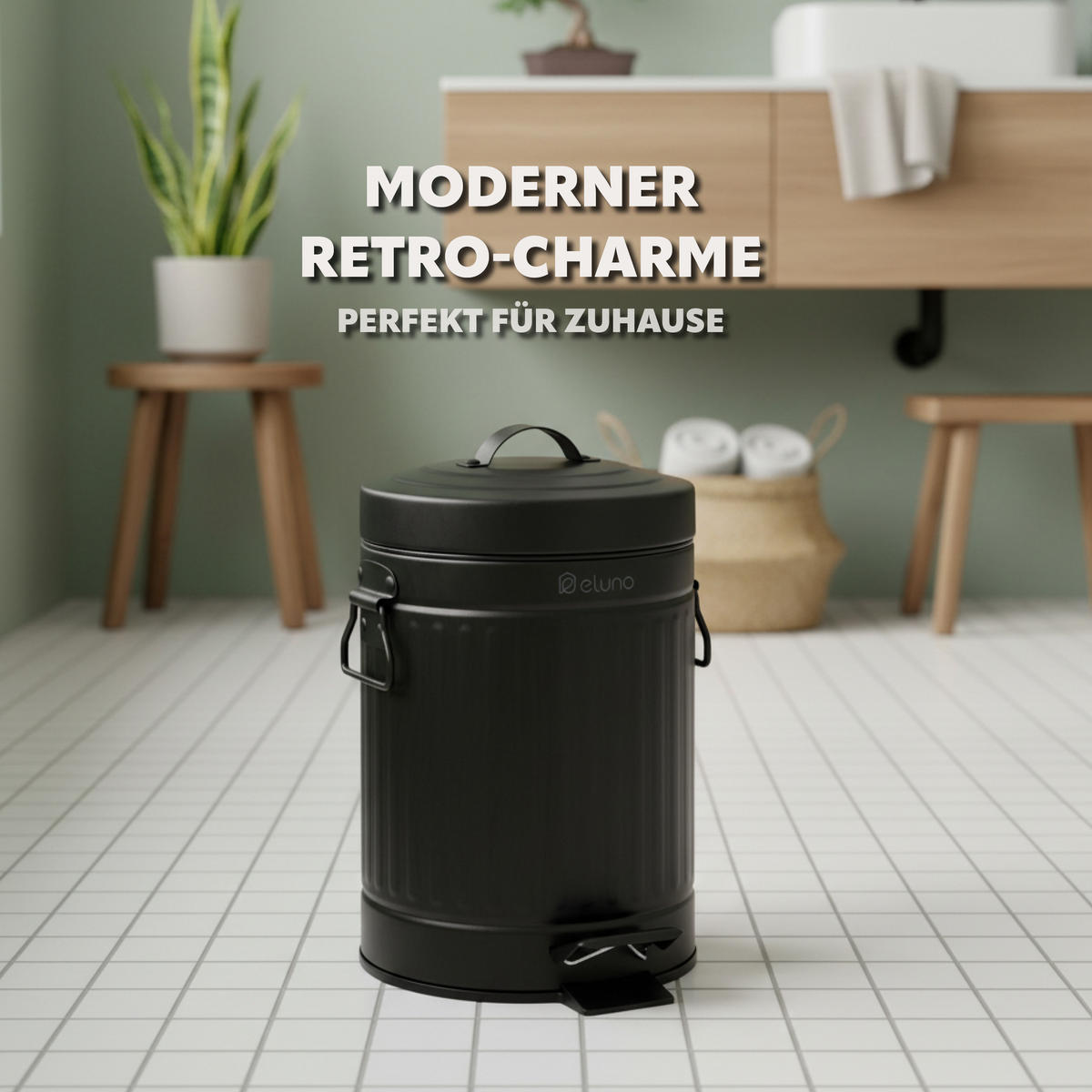 KOSMETIKEIMER 3 Liter, schwarz, Metall - Schwarz, Metall (17/27/20.5cm) - eluno