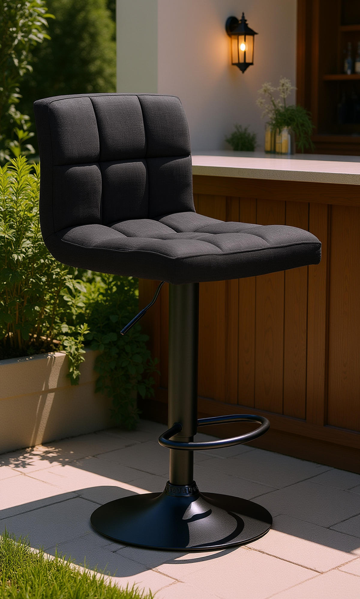 BARHOCKER 2er Set Cala Stoff schwarz schwarz - Schwarz, Textil/Metall (46/114/47cm) - TPFLiving