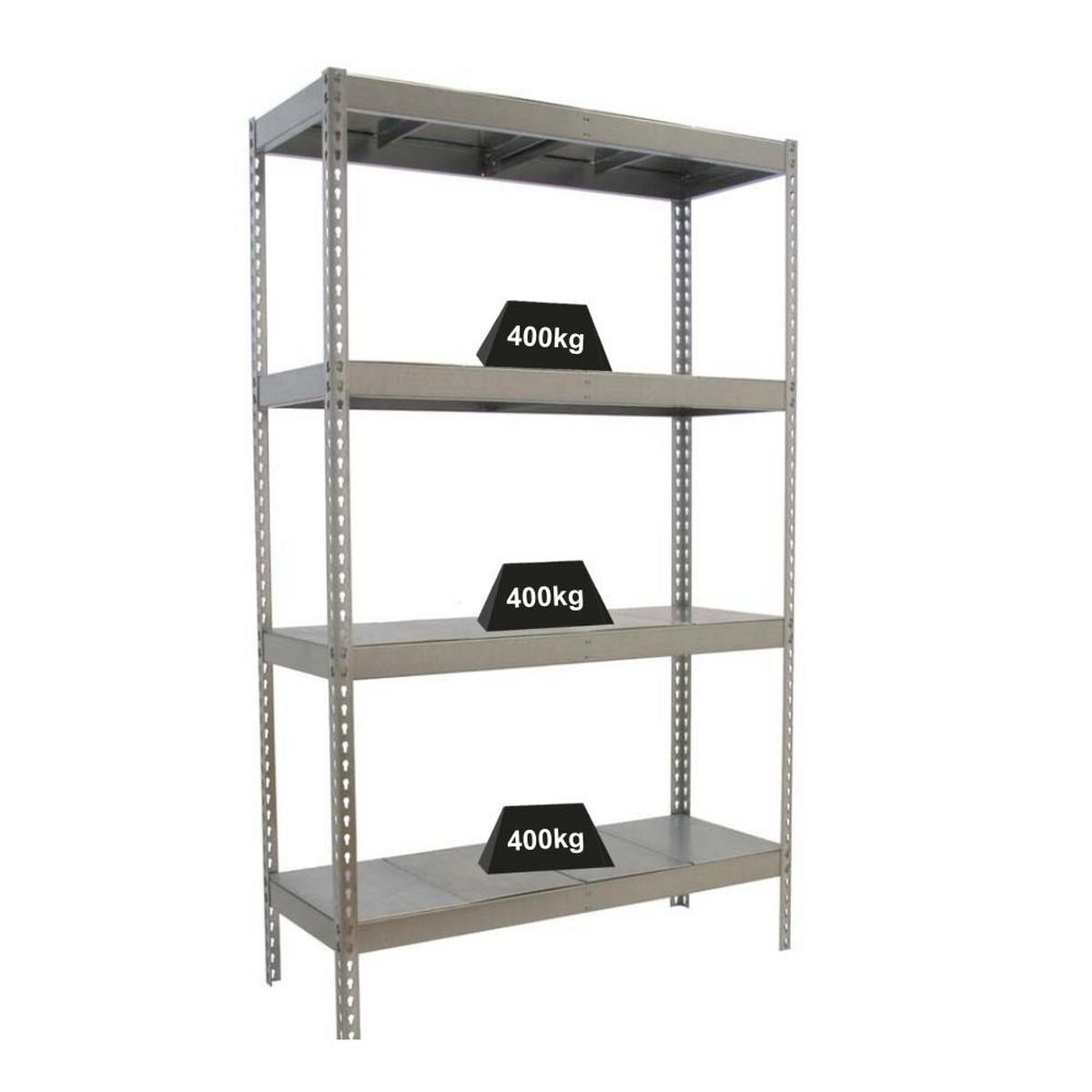 SCHWERLASTREGAL BIG METAL YETI FOUR | HxBxT 200x120x60cm | Fachlast 400kg | Verzinkt - Silberfarben, Metall (120/200/60cm) - PROREGAL