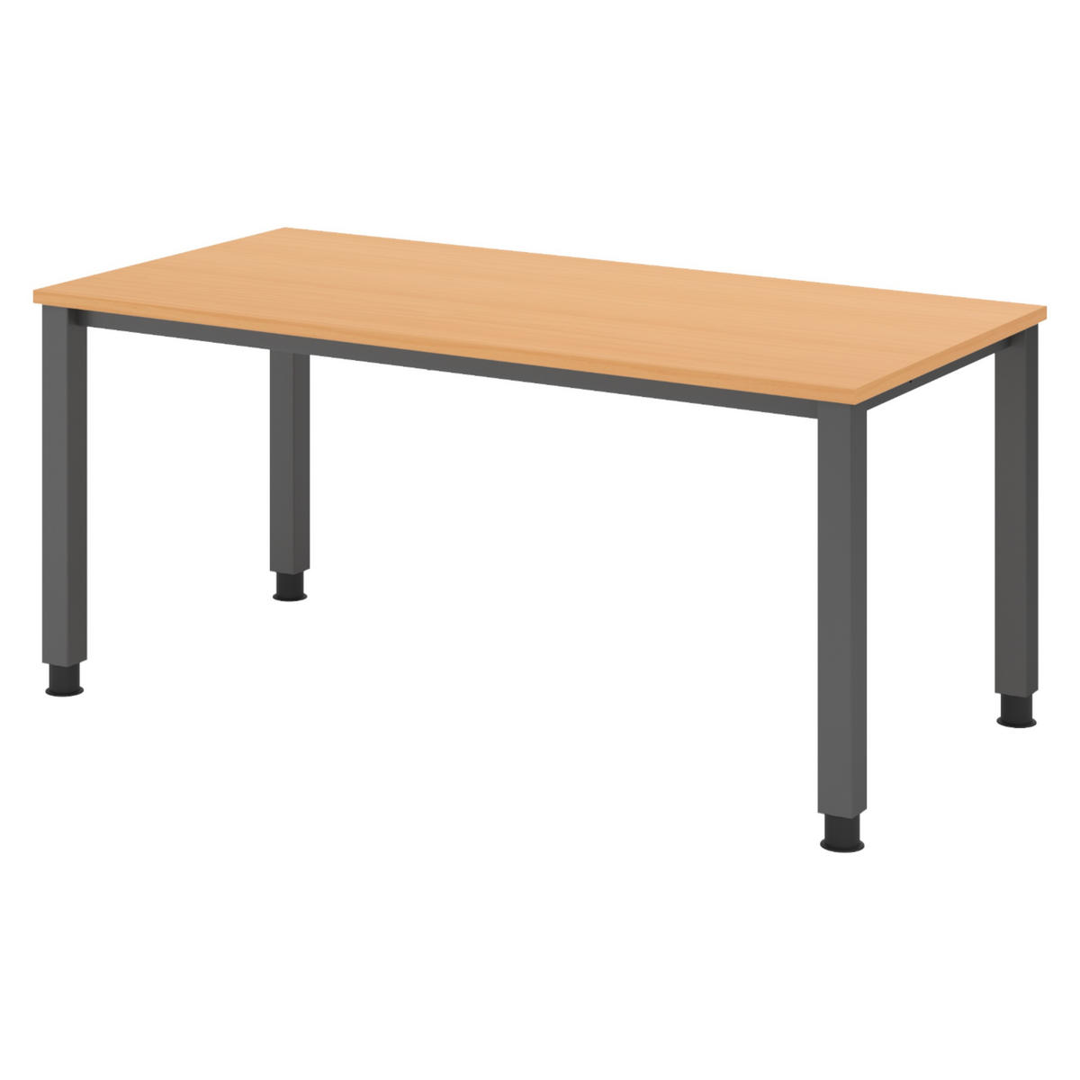 SCHREIBTISCH Serie-Q Gestell: Graphit 80/160/74 cm in Buchefarben - Buchefarben, Holzwerkstoff (80/160/74cm) - bümö