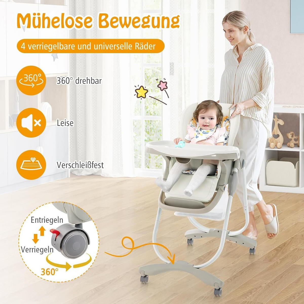 KINDERHOCHSTUHL Höhenverstellbar weiß - Weiß, Kunststoff (102/92/55cm) - COSTWAY