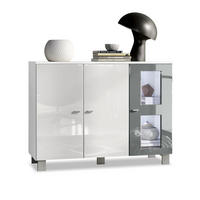 SIDEBOARD Denjo Tür in Grau Hochglanz - Grau, Holzwerkstoff (107/81/35cm) - Vladon