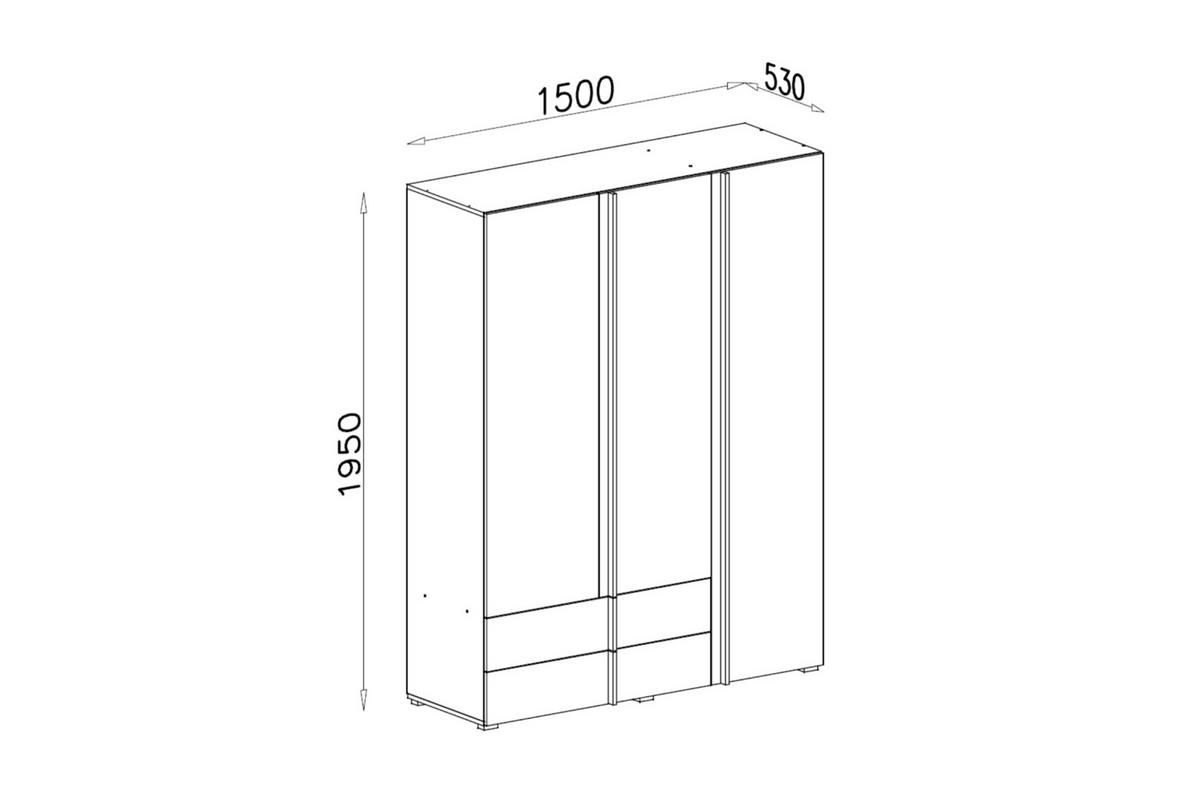 KINDERKLEIDERSCHRANK REMI 01 150cm breit in Eichenweiß / Weiß Matt / Anthrazit - Eichefarben/Anthrazit, Holzwerkstoff (150/195/50cm) - Deine Möbel 24