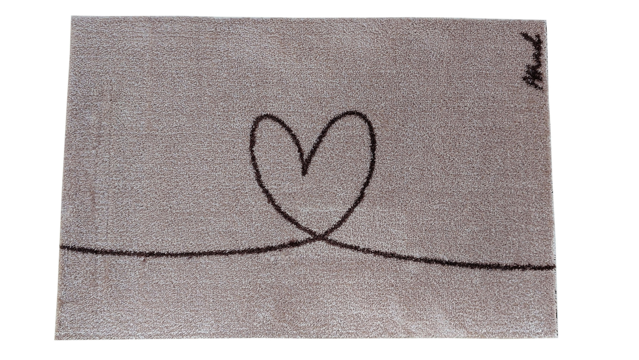 INDOOR FUßMATTE "Cezan" mit Motiv "Herz" Beige 50 x 75 cm - Beige/Schwarz, Kunststoff/Textil (50/75cm) - MAD ABOUT MATS
